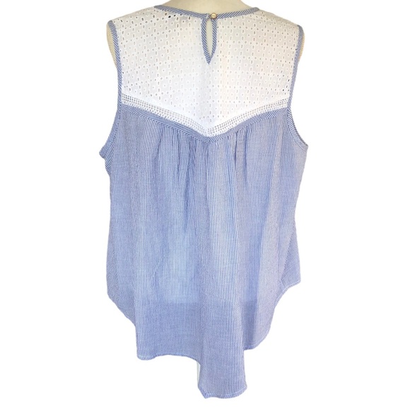 Democracy Blue & White Striped Tank Top With Eyelet Detail. Size 2X - Picture 4 of 8